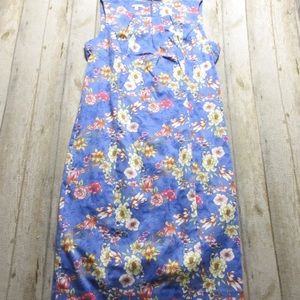 Talbots Dress Womens 12 Sleeveless Blue Floral Dress